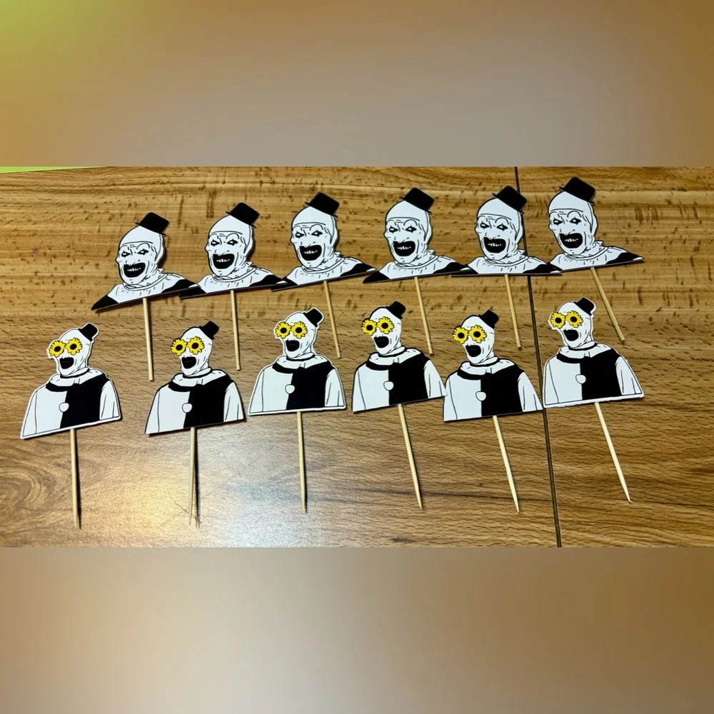 COPY - Terrifier killer clown cupcake toppers